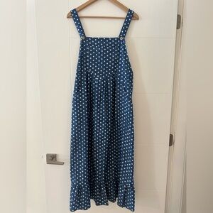 BNWT Suzanne Betro Polka Dot Farmhouse Dress, size large.